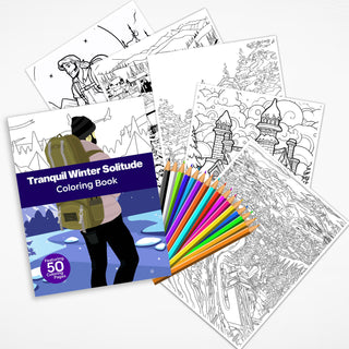 50 Tranquil Winter Solitude Printable Coloring Pages For Kids & Adults (INSTANT DOWNLOAD)