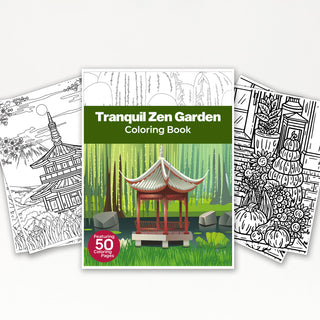 50 Tranquil Zen Garden Printable Coloring Pages For Kids & Adults (INSTANT DOWNLOAD)