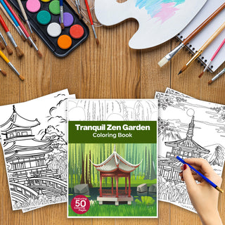 50 Tranquil Zen Garden Printable Coloring Pages For Kids & Adults (INSTANT DOWNLOAD)