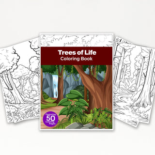 50 Majestic Tree Printable Coloring Pages For Kids & Adults (INSTANT DOWNLOAD)