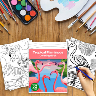 50 Tropical Flamingo Printable Coloring Pages For Kids & Adults (INSTANT DOWNLOAD)