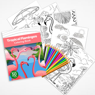 50 Tropical Flamingo Printable Coloring Pages For Kids & Adults (INSTANT DOWNLOAD)