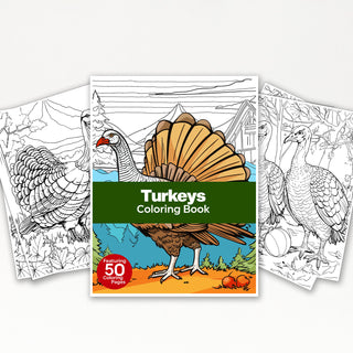 50 Festive Turkey Printable Coloring Pages For Kids & Adults (INSTANT DOWNLOAD)