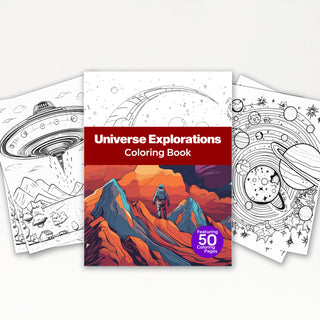 50 Universe Exploration Printable Coloring Pages For Kids & Adults (INSTANT DOWNLOAD)