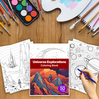 50 Universe Exploration Printable Coloring Pages For Kids & Adults (INSTANT DOWNLOAD)