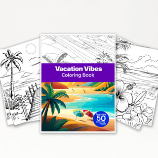 50 Vacation Vibes Printable Coloring Pages For Kids & Adults (INSTANT DOWNLOAD)