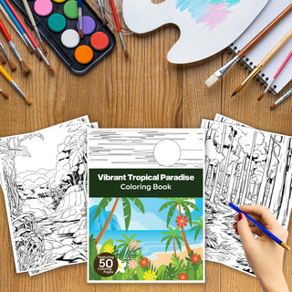 50 Vibrant Tropical Paradise Printable Coloring Pages For Kids & Adults (INSTANT DOWNLOAD)