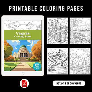 50 Amazing Virginia Printable Coloring Pages For Kids & Adults (INSTANT DOWNLOAD)