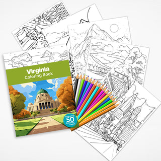 50 Amazing Virginia Printable Coloring Pages For Kids & Adults (INSTANT DOWNLOAD)