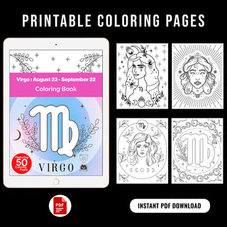 50 Amazing Virgo Printable Coloring Pages For Kids & Adults (INSTANT DOWNLOAD)