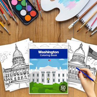 50 Amazing Washington Printable Coloring Pages For Kids & Adults (INSTANT DOWNLOAD)