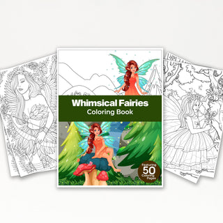 50 Whimsical Fairy Printable Coloring Pages For Kids & Adults (INSTANT DOWNLOAD)