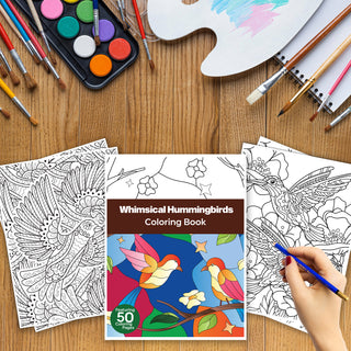 50 Whimsical Hummingbirds Printable Coloring Pages For Kids And Adults (INSTANT DOWNLOAD)