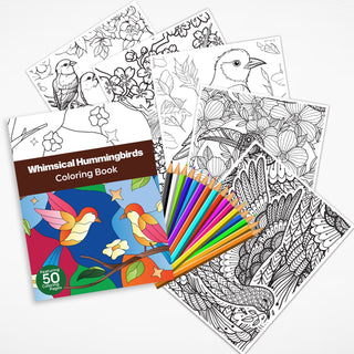 50 Whimsical Hummingbirds Printable Coloring Pages For Kids And Adults (INSTANT DOWNLOAD)