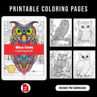 50 Wise Owl Printable Coloring Pages For Kids & Adults (INSTANT DOWNLOAD)