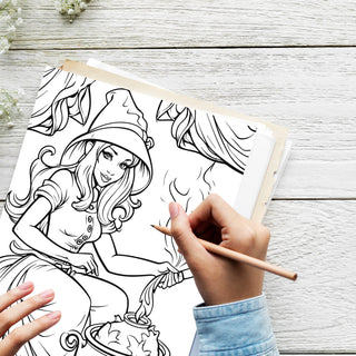 50 Mystical Witches Printable Coloring Pages For Kids & Adults (INSTANT DOWNLOAD)