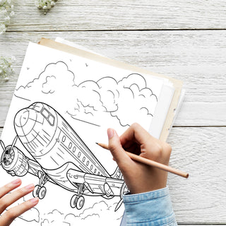 50 Majestic Airplanes Printable Coloring Book For Kids & Adults (INSTANT DOWNLOAD)