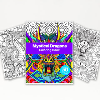 50 Mystical Dragon Printable Coloring Pages For Kids & Adults (INSTANT DOWNLOAD)