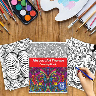 50 Abstract Art Therapy Printable Coloring Pages For Kids & Adults (INSTANT DOWNLOAD)