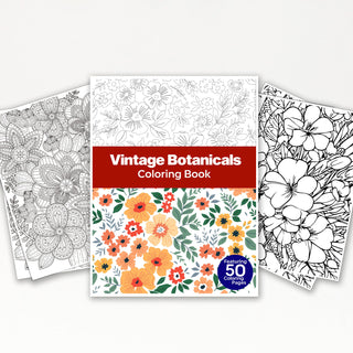 50 Vintage Botanical Printable Coloring Pages For Kids & Adults (INSTANT DOWNLOAD)