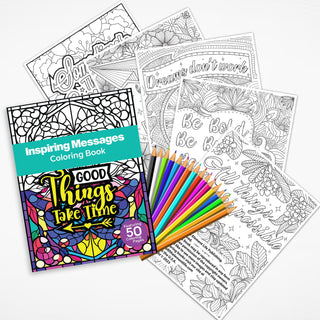 50 Inspiring Message Printable Coloring Pages For Kids & Adults (INSTANT DOWNLOAD)