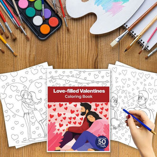 50 Love-Filled Valentines Printable Coloring Pages For Kids & Adults (INSTANT DOWNLOAD)