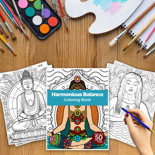 50 Harmonious Balance Printable Coloring Pages for Kids and Adults (INSTANT DOWNLOAD)