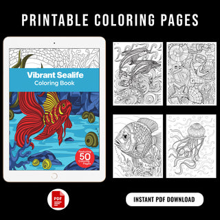 50 Vibrant Sealife Printable Coloring Pages For Kids & Adults (INSTANT DOWNLOAD)