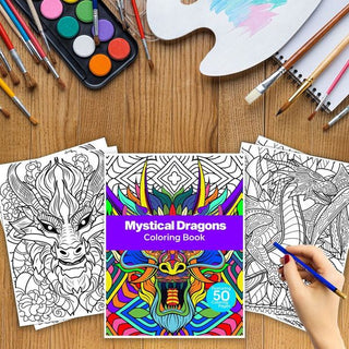 50 Mystical Dragon Printable Coloring Pages For Kids & Adults (INSTANT DOWNLOAD)