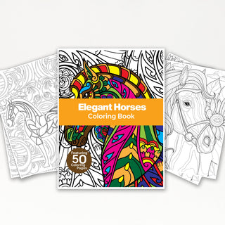 50 Elegant Horse Printable Coloring Pages For Kids & Adults (INSTANT DOWNLOAD)