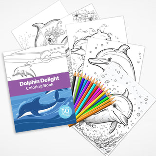 50 Delightful Dolphin Printable Coloring Pages For Kids & Adults (INSTANT DOWNLOAD)