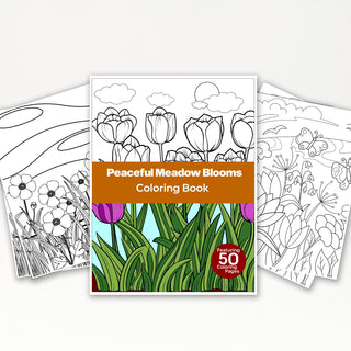 50 Peaceful Meadow Bloom Printable Coloring Pages For Kids & Adults (INSTANT DOWNLOAD)