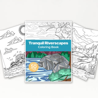 50 Tranquil Riverscape Printable Coloring Pages For Kids & Adults (INSTANT DOWNLOAD)