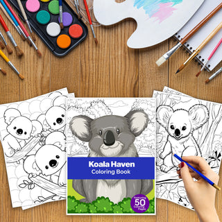 50 Koala Haven Printable Coloring Pages For Kids & Adults (INSTANT DOWNLOAD)