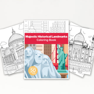 50 Majestic Historical Landmark Printable Coloring Pages For Kids & Adults (INSTANT DOWNLOAD)