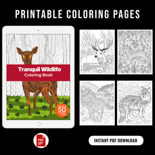 50 Tranquil Wildlife Printable Coloring Pages For Kids & Adults (INSTANT DOWNLOAD)