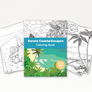 Serene Coastal Escape Printable Coloring Pages For Kids & Adults (INSTANT DOWNLOAD)