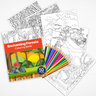 50 Enchanted Forest Printable Coloring Pages For Kids & Adults (INSTANT DOWNLOAD)