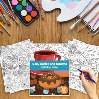 50 Cozy Coffee and Teatime Printable Coloring Pages For Kids & Adults (INSTANT DOWNLOAD)