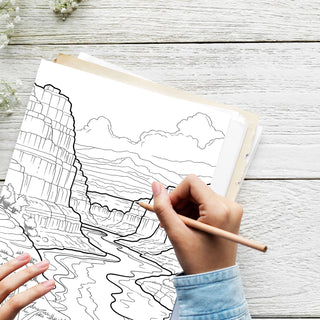 Serene Desert Landscape Printable Coloring Pages For Kids & Adults (INSTANT DOWNLOAD)