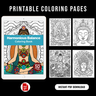 50 Harmonious Balance Printable Coloring Pages for Kids and Adults (INSTANT DOWNLOAD)