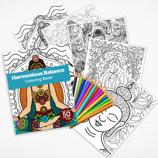 50 Harmonious Balance Printable Coloring Pages for Kids and Adults (INSTANT DOWNLOAD)