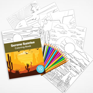 50 Serene Sunrise Printable Coloring Pages For Kids & Adults (INSTANT DOWNLOAD)