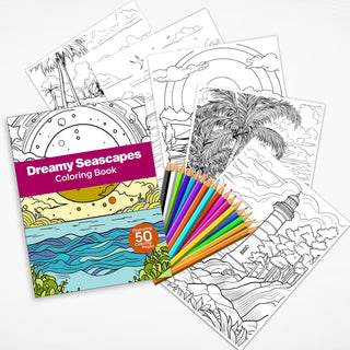 50 Dreamy Seascape Printable Coloring Pages For Kids & Adults (INSTANT DOWNLOAD)