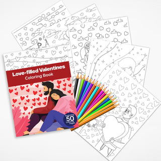 50 Love-Filled Valentines Printable Coloring Pages For Kids & Adults (INSTANT DOWNLOAD)