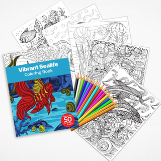 50 Vibrant Sealife Printable Coloring Pages For Kids & Adults (INSTANT DOWNLOAD)