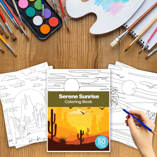 50 Serene Sunrise Printable Coloring Pages For Kids & Adults (INSTANT DOWNLOAD)