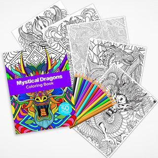 50 Mystical Dragon Printable Coloring Pages For Kids & Adults (INSTANT DOWNLOAD)