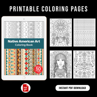 50 Native American Art Printable Coloring Pages For Kids & Adults (INSTANT DOWNLOAD)