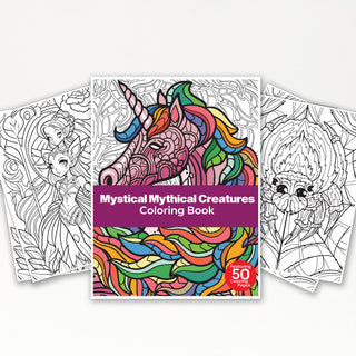 50 Mystical Mythical Creature Printable Coloring Books For Kids & Adults (INSTANT DOWNLOAD)